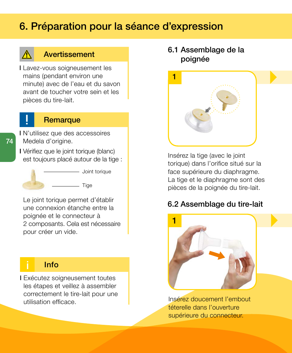 Préparation pour la séance d’expression | Medela Harmony User Manual | Page 74 / 172