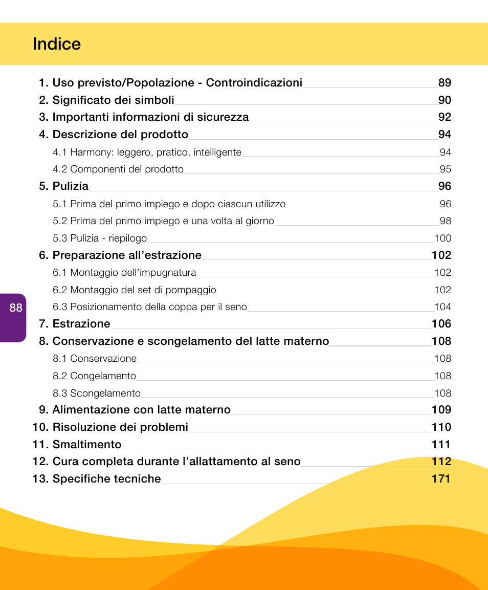 Indice | Medela Harmony User Manual | Page 88 / 172