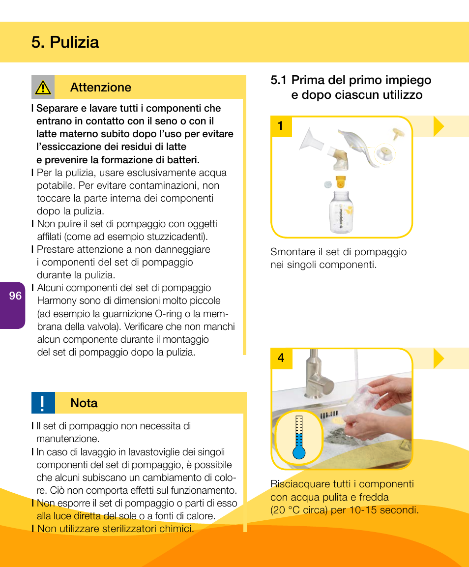 Pulizia | Medela Harmony User Manual | Page 96 / 172