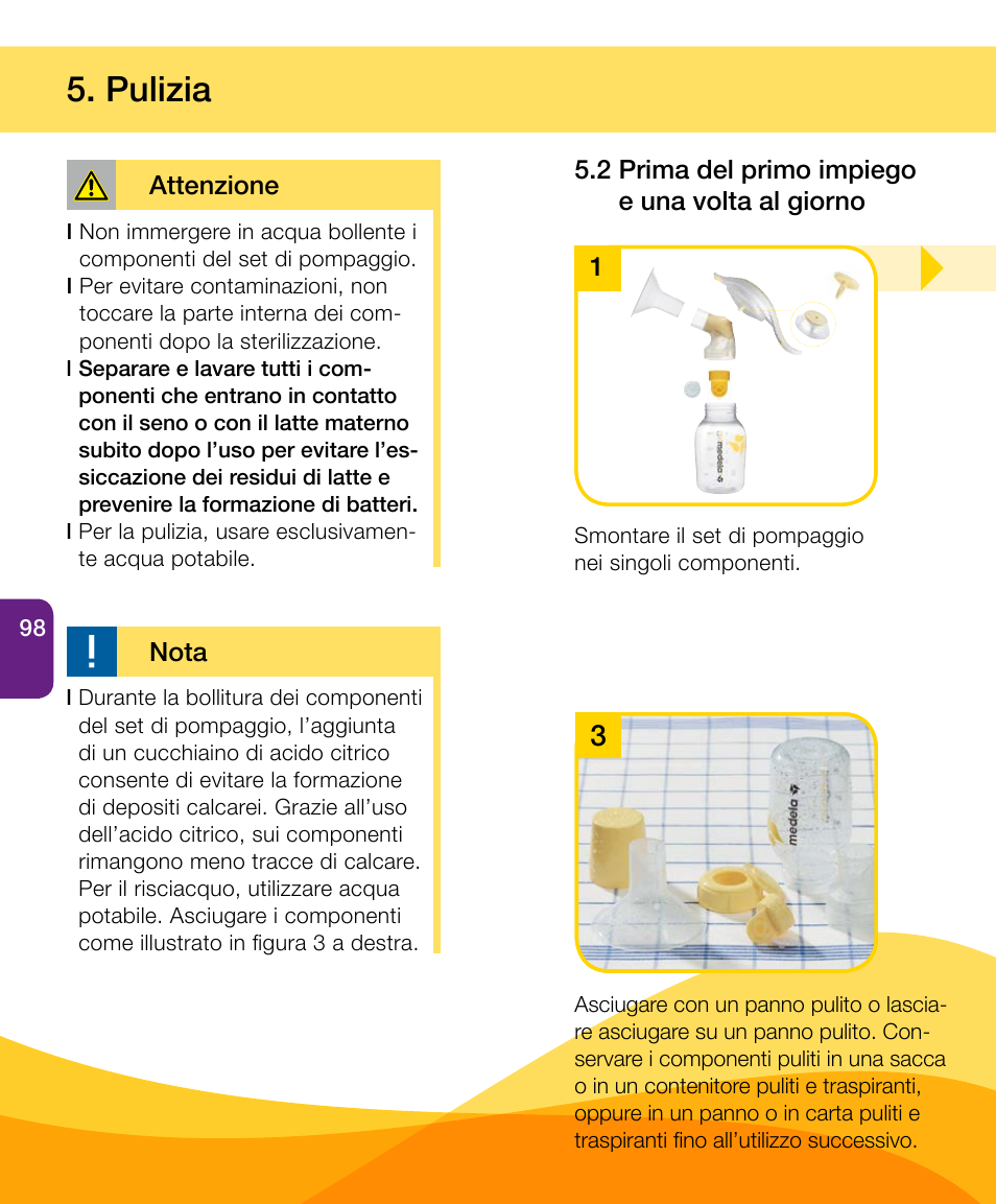 Pulizia | Medela Harmony User Manual | Page 98 / 172