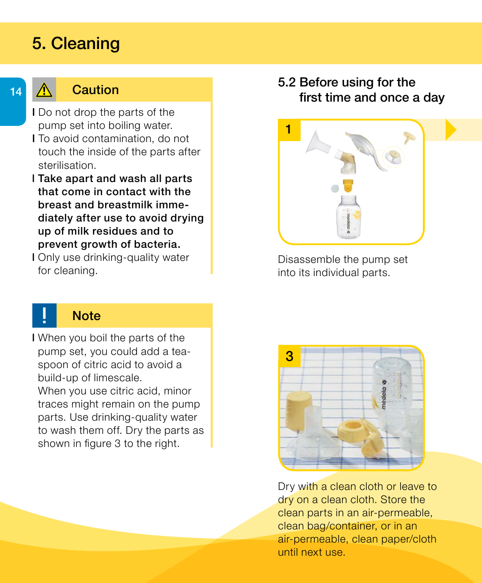 Cleaning | Medela Harmony User Manual | Page 14 / 88