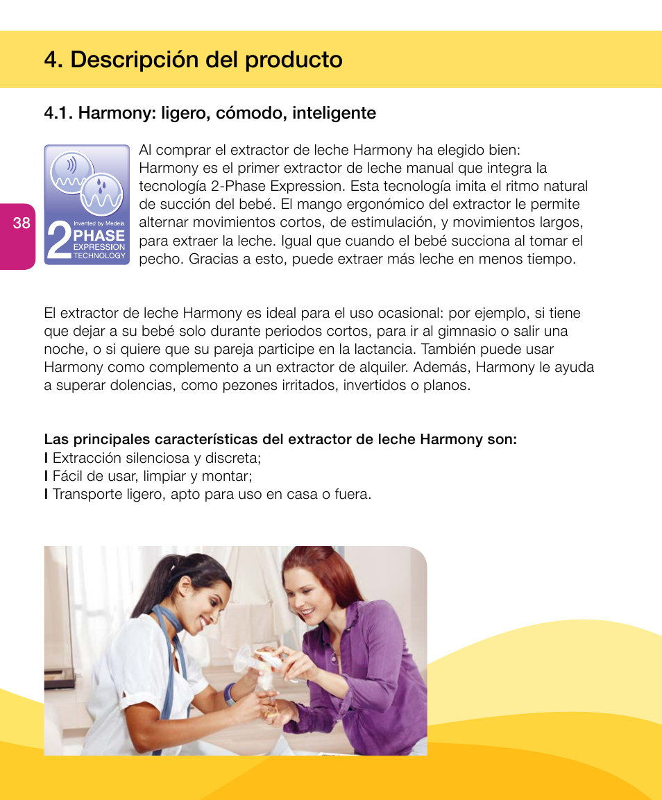 Descripción del producto | Medela Harmony User Manual | Page 38 / 88