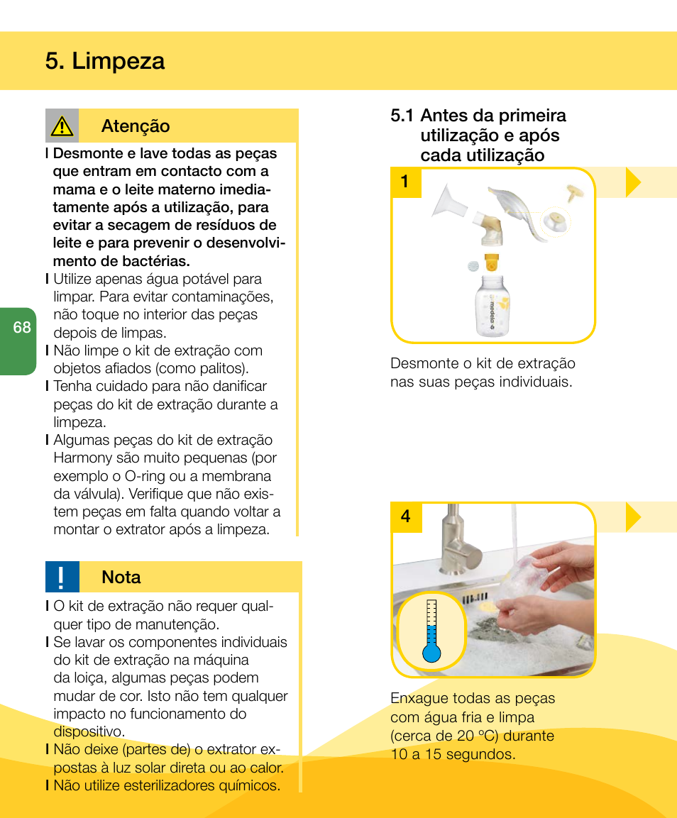 Limpeza | Medela Harmony User Manual | Page 68 / 88