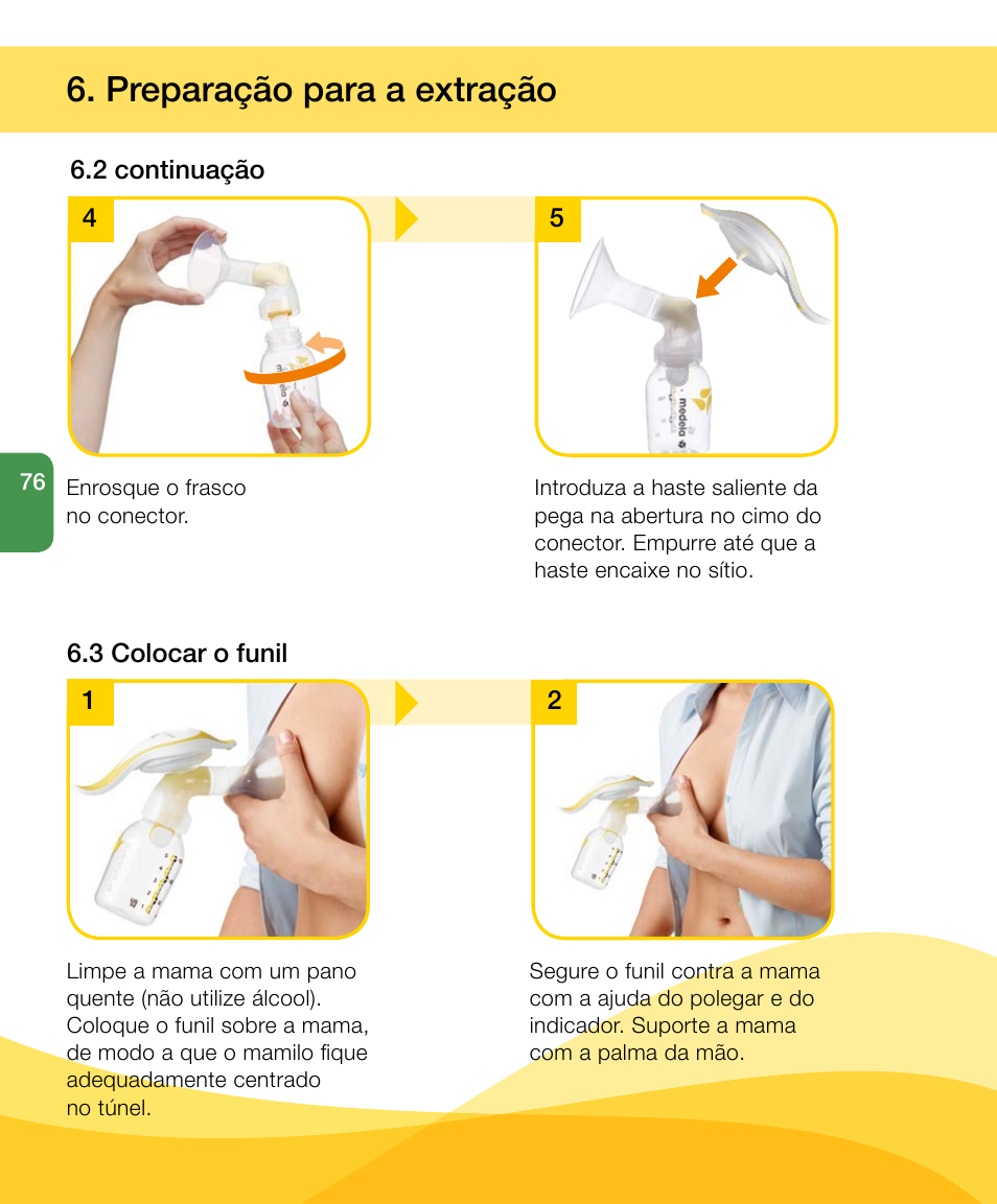 Preparação para a extração | Medela Harmony User Manual | Page 76 / 88