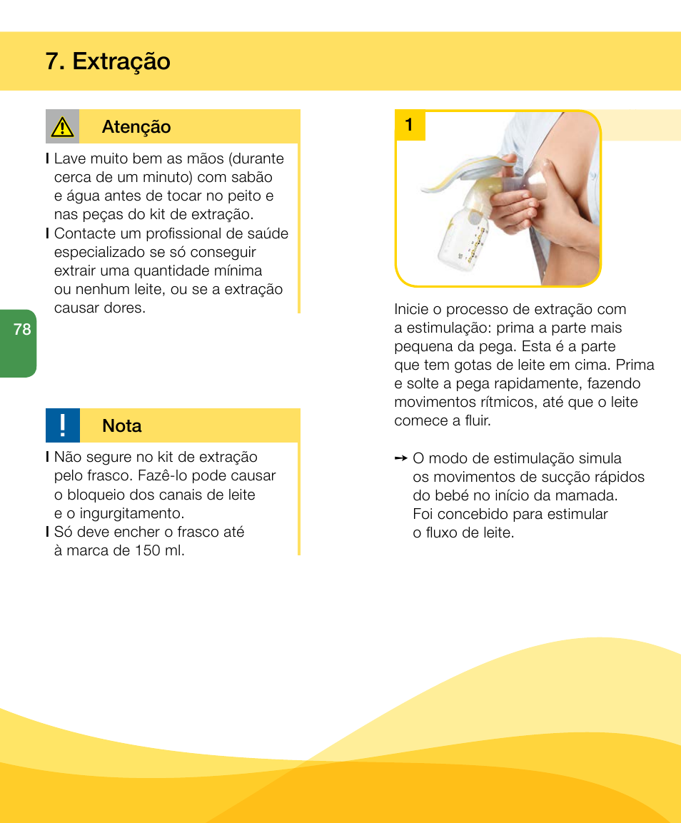 Extração | Medela Harmony User Manual | Page 78 / 88