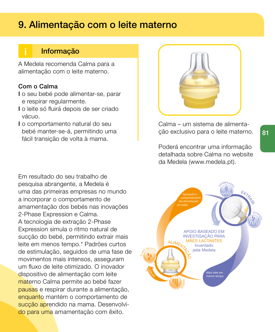 Alimentação com o leite materno, Informação | Medela Harmony User Manual | Page 81 / 88