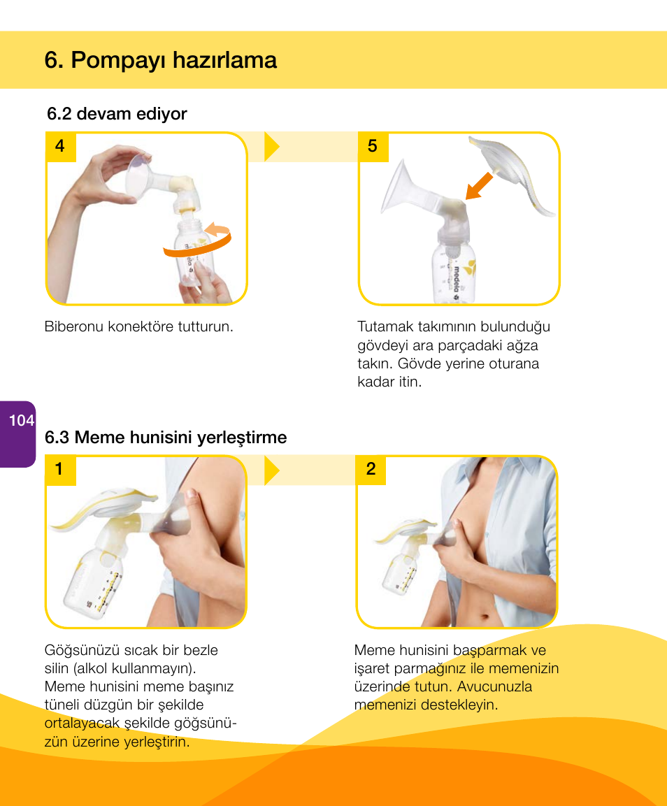 Pompayı hazırlama | Medela Harmony User Manual | Page 104 / 144