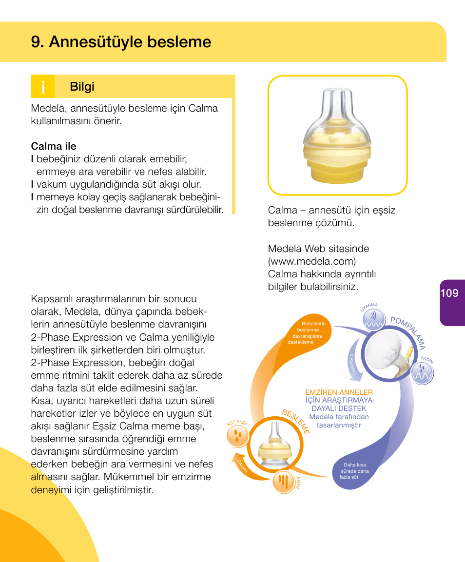 Annesütüyle besleme, Bilgi | Medela Harmony User Manual | Page 109 / 144