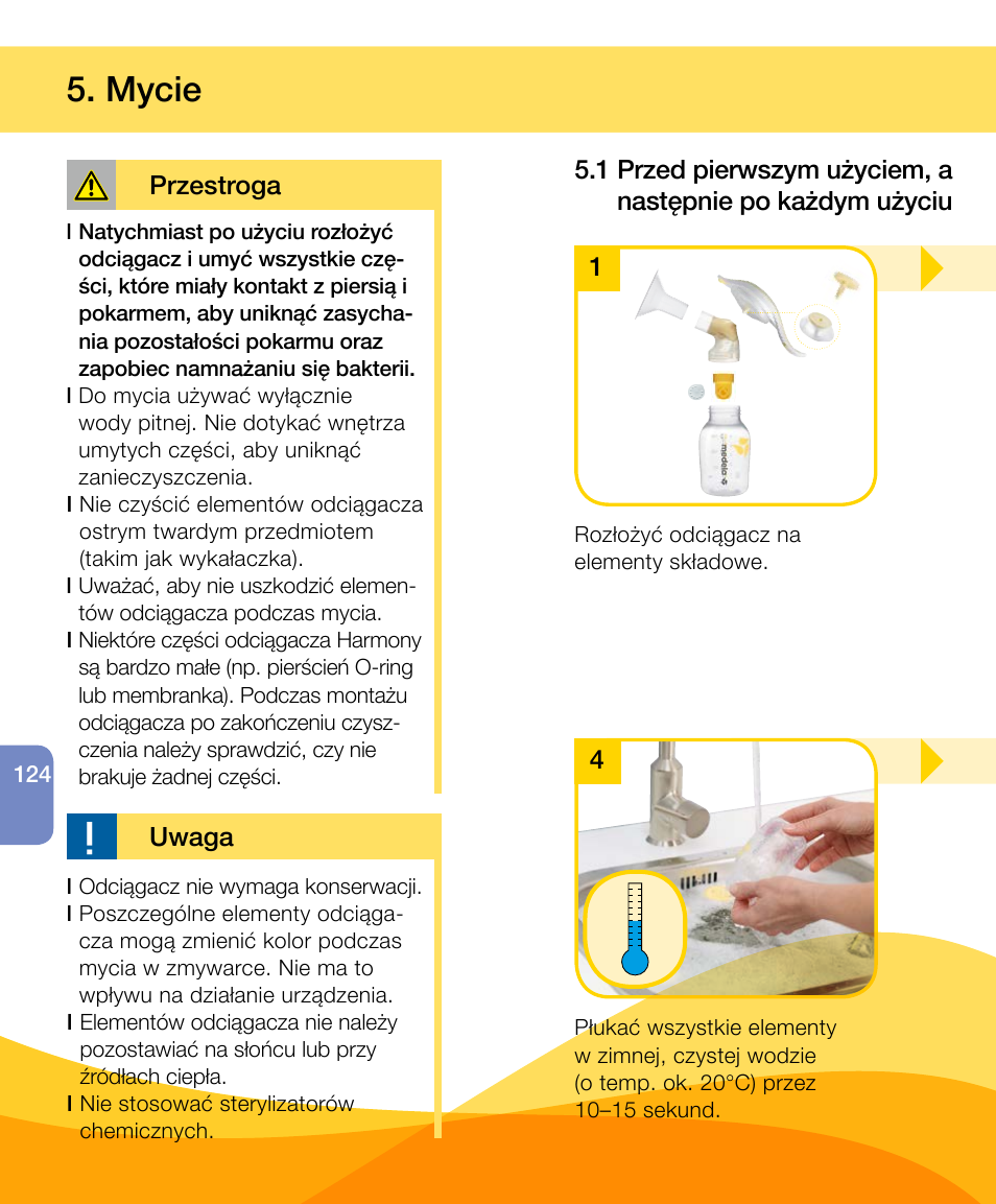 Mycie | Medela Harmony User Manual | Page 124 / 144