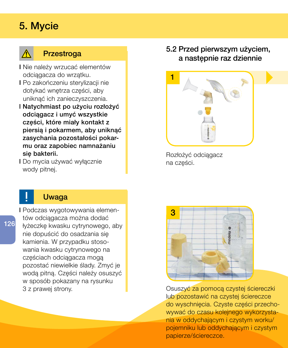 Mycie | Medela Harmony User Manual | Page 126 / 144