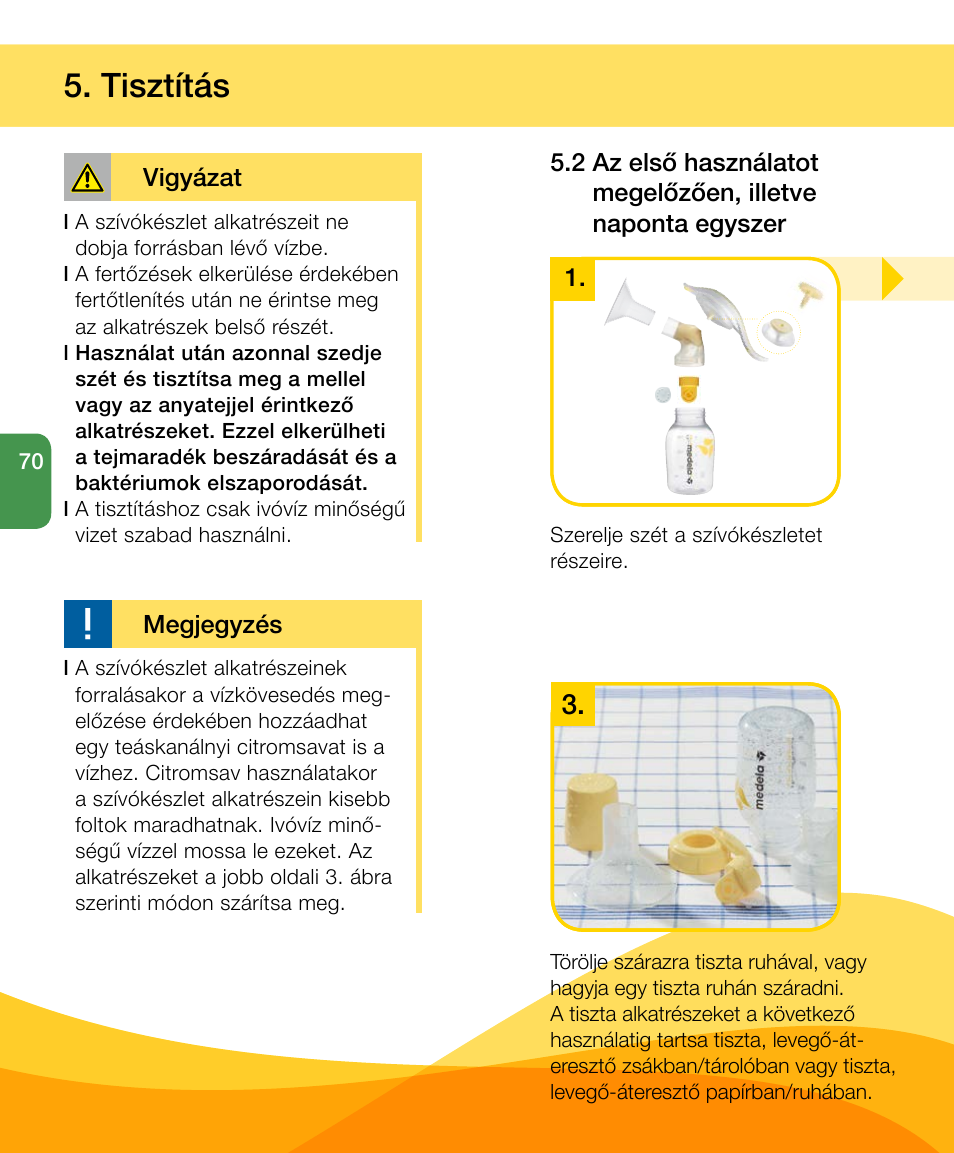 Tisztítás | Medela Harmony User Manual | Page 70 / 144