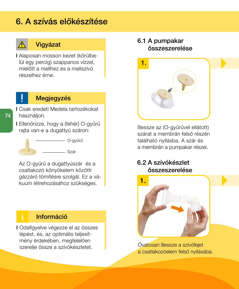 A szívás előkészítése | Medela Harmony User Manual | Page 74 / 144