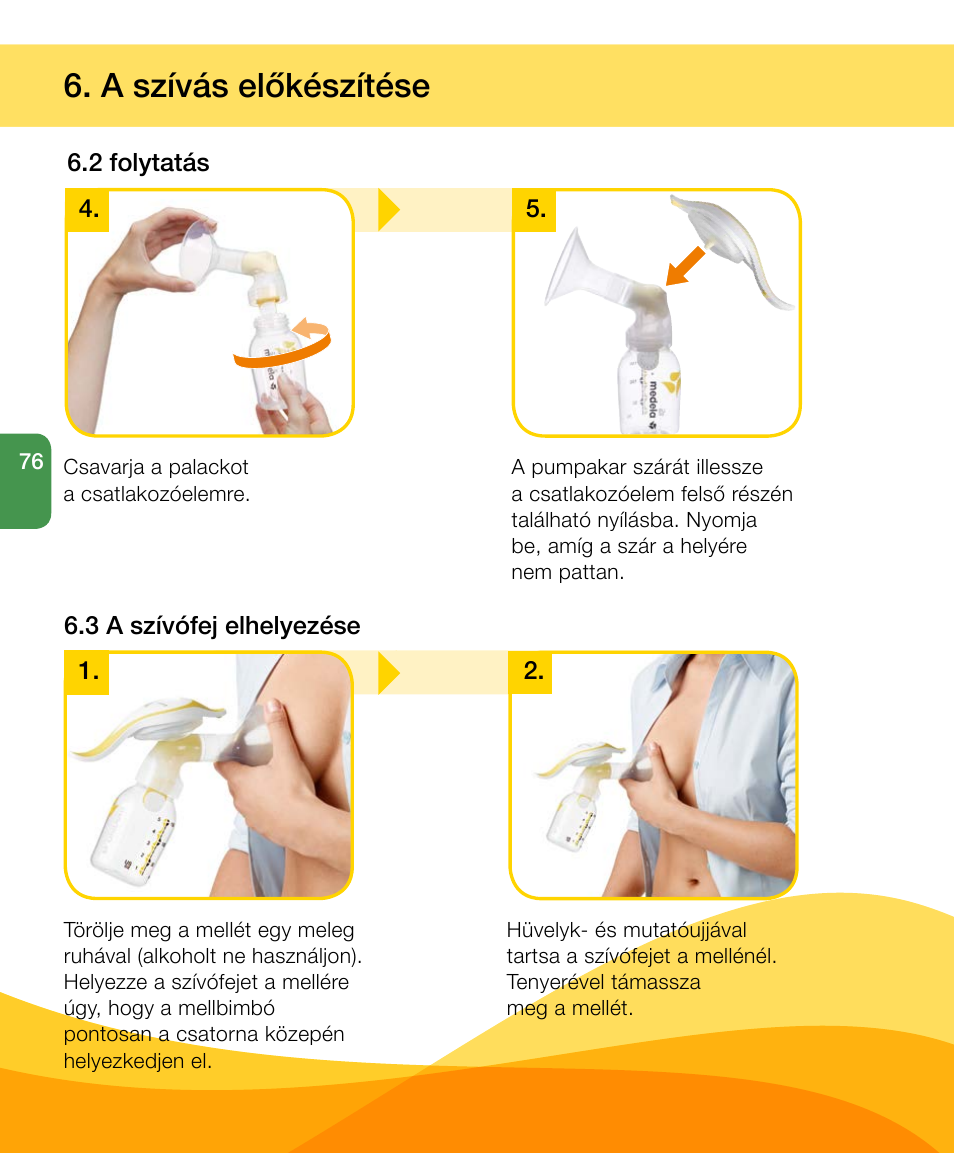 A szívás előkészítése | Medela Harmony User Manual | Page 76 / 144