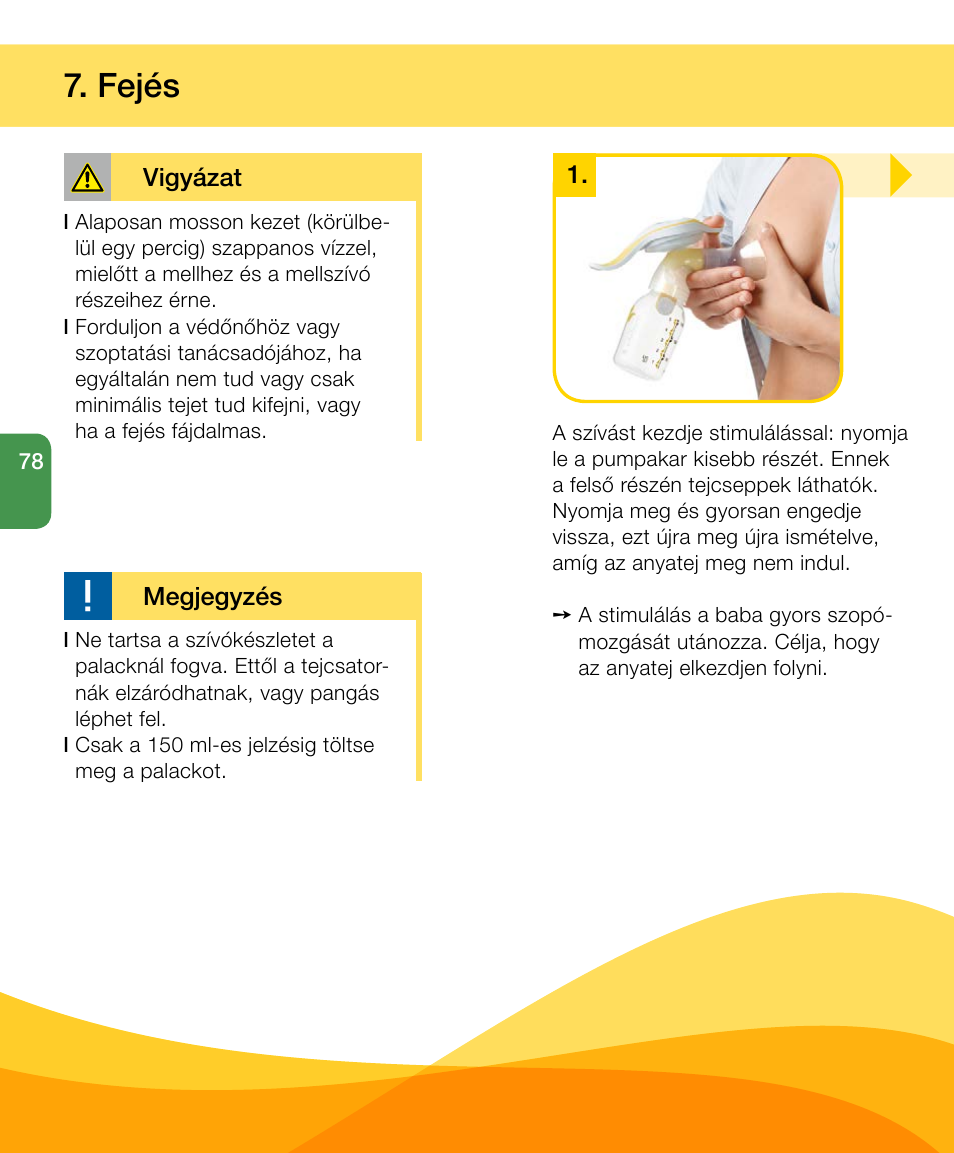 Fejés | Medela Harmony User Manual | Page 78 / 144