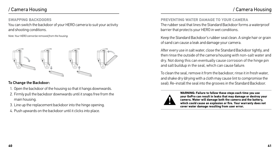 Camera housing | GoPro HERO User Manual | Page 21 / 24