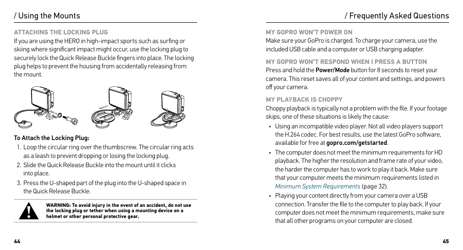 Frequently asked questions, Using the mounts | GoPro HERO User Manual | Page 23 / 24