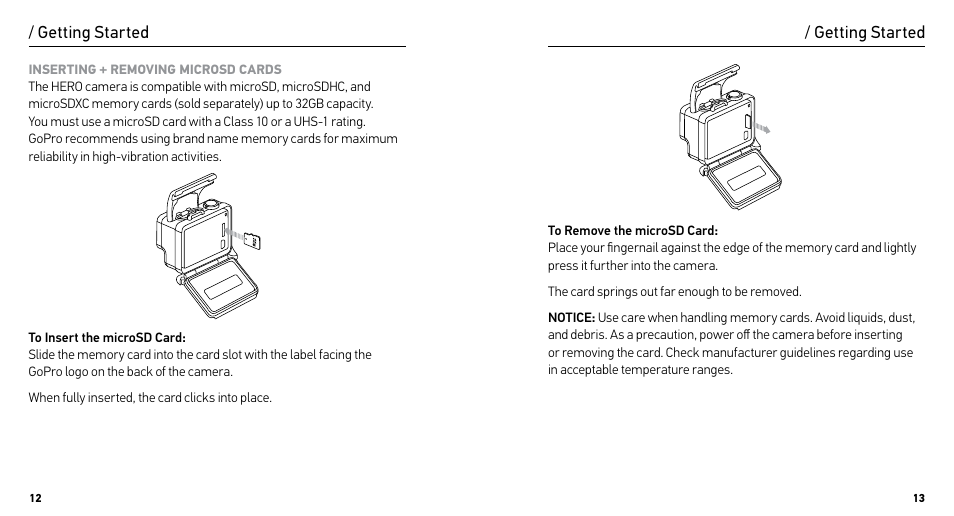 Getting started | GoPro HERO User Manual | Page 7 / 24