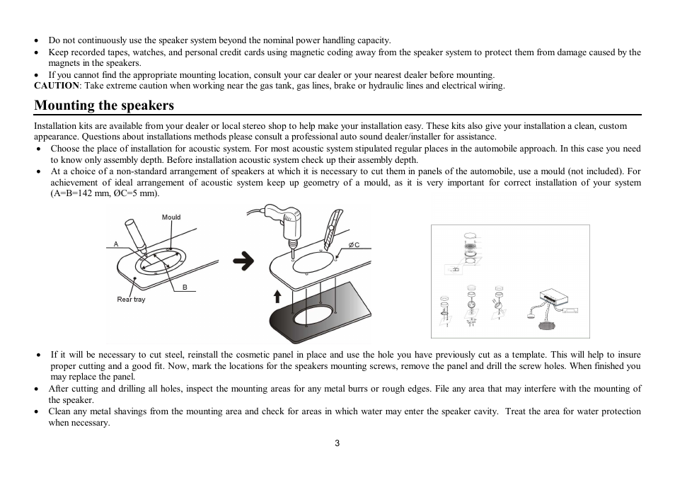Mounting the speakers | Hyundai H-CSK62 User Manual | Page 3 / 11