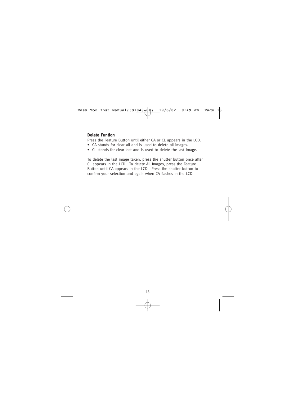 Delete funtion | Concord Camera 5345z User Manual | Page 14 / 29