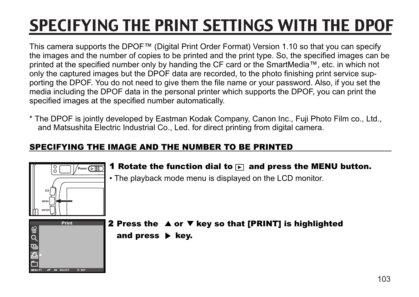 Specifying the print settings with the dpof | Concord Camera 5330z User Manual | Page 103 / 165