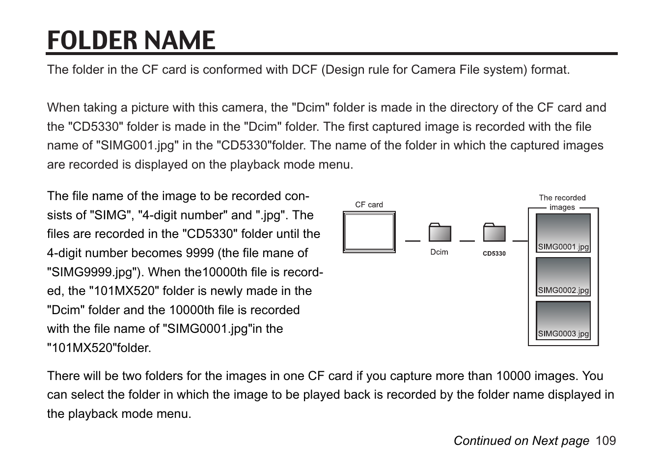 Folder name | Concord Camera 5330z User Manual | Page 109 / 165