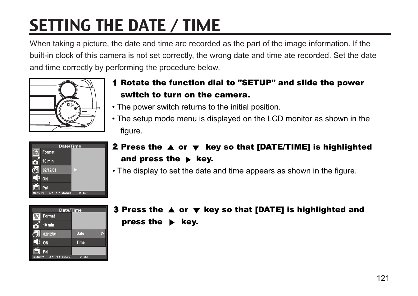 Setting the date / time | Concord Camera 5330z User Manual | Page 121 / 165