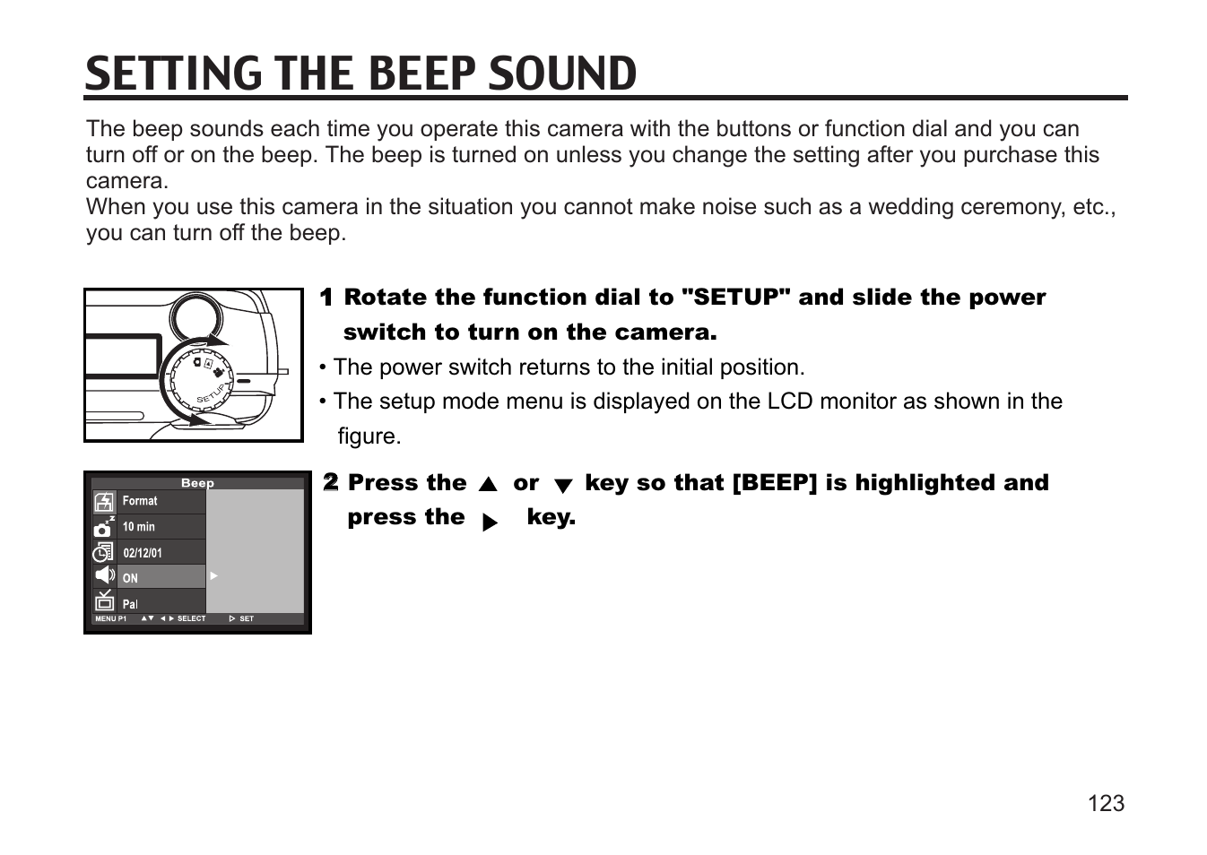 Setting the beep sound | Concord Camera 5330z User Manual | Page 123 / 165