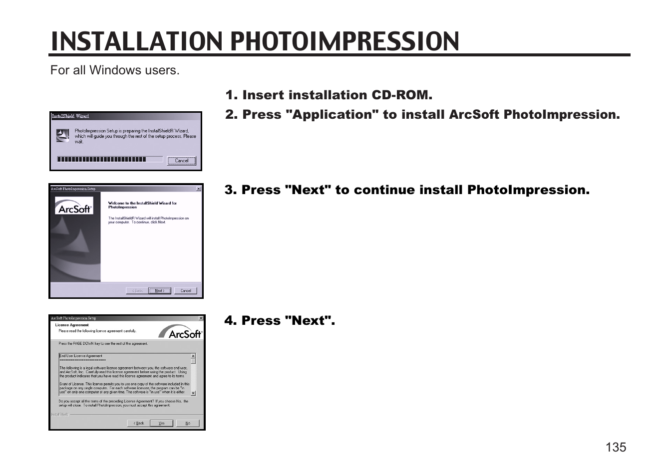 Installation photoimpression | Concord Camera 5330z User Manual | Page 135 / 165