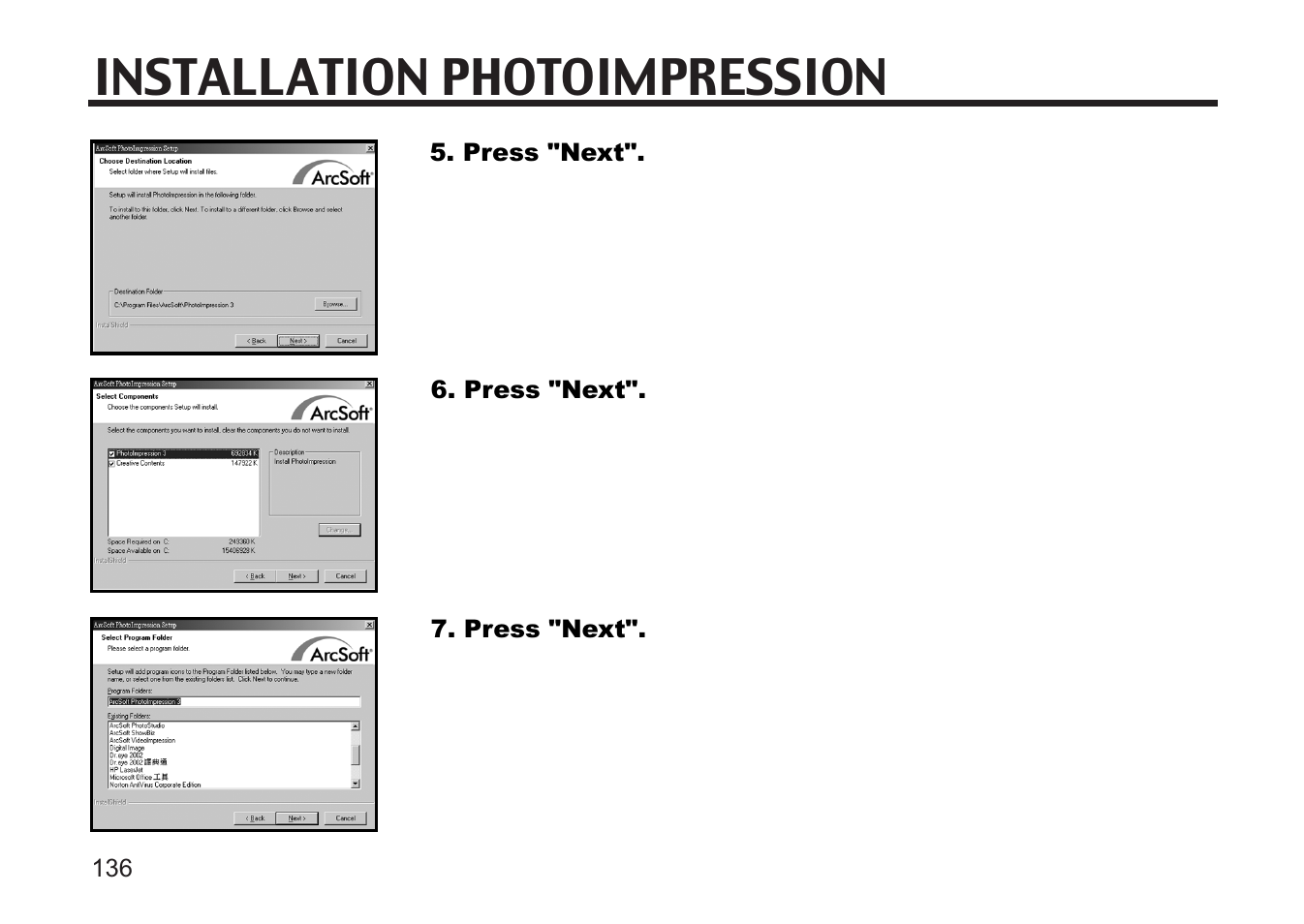 Installation photoimpression | Concord Camera 5330z User Manual | Page 136 / 165