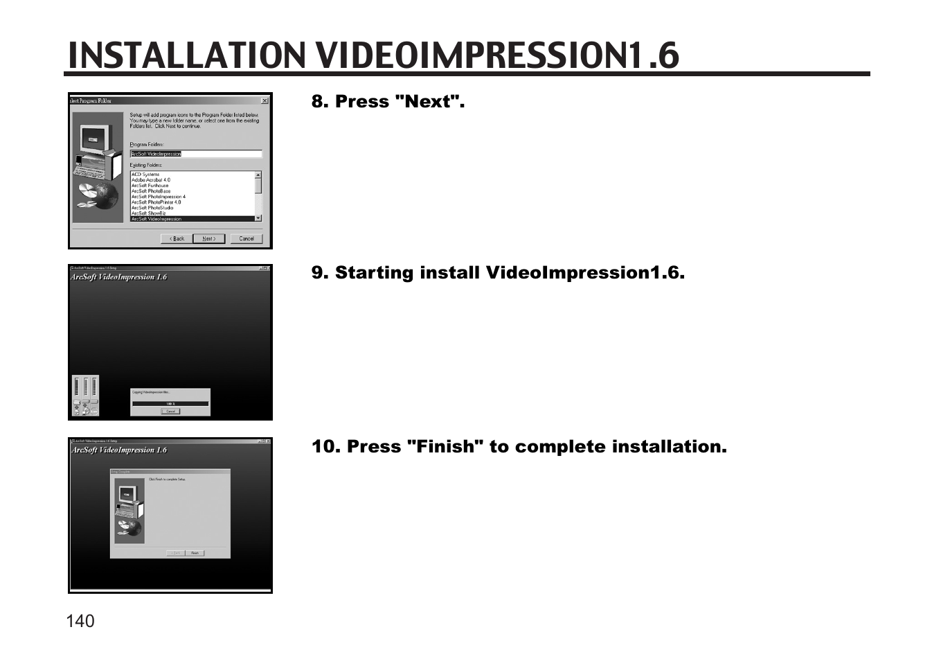 Installation videoimpression1.6 | Concord Camera 5330z User Manual | Page 140 / 165