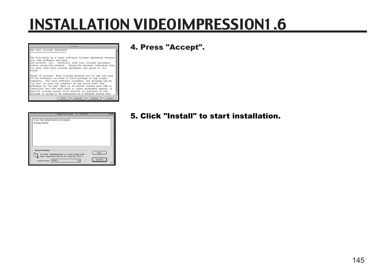 Installation videoimpression1.6 | Concord Camera 5330z User Manual | Page 145 / 165