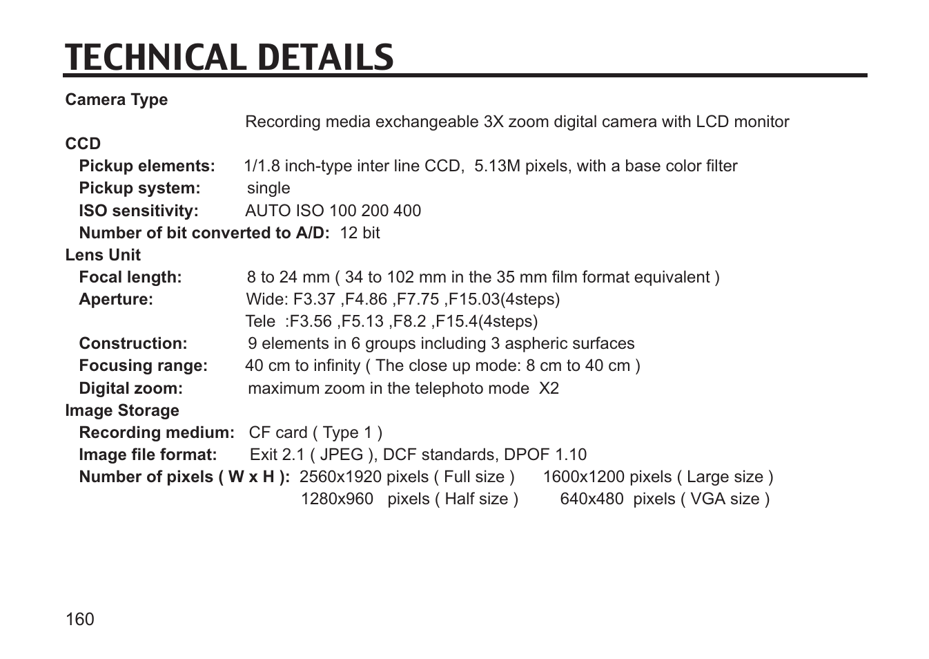 Technical details | Concord Camera 5330z User Manual | Page 160 / 165