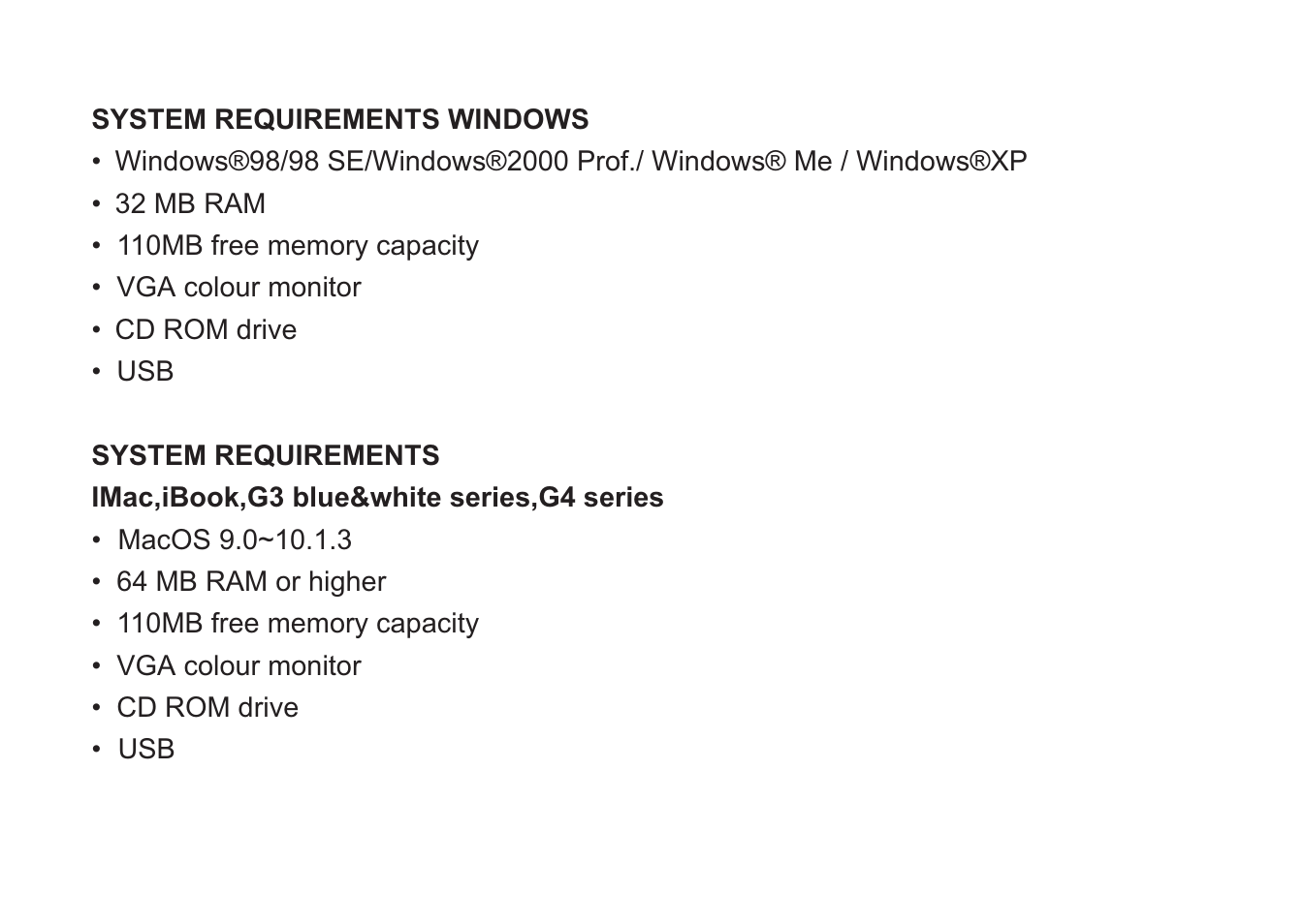 System requirements | Concord Camera 5330z User Manual | Page 2 / 165