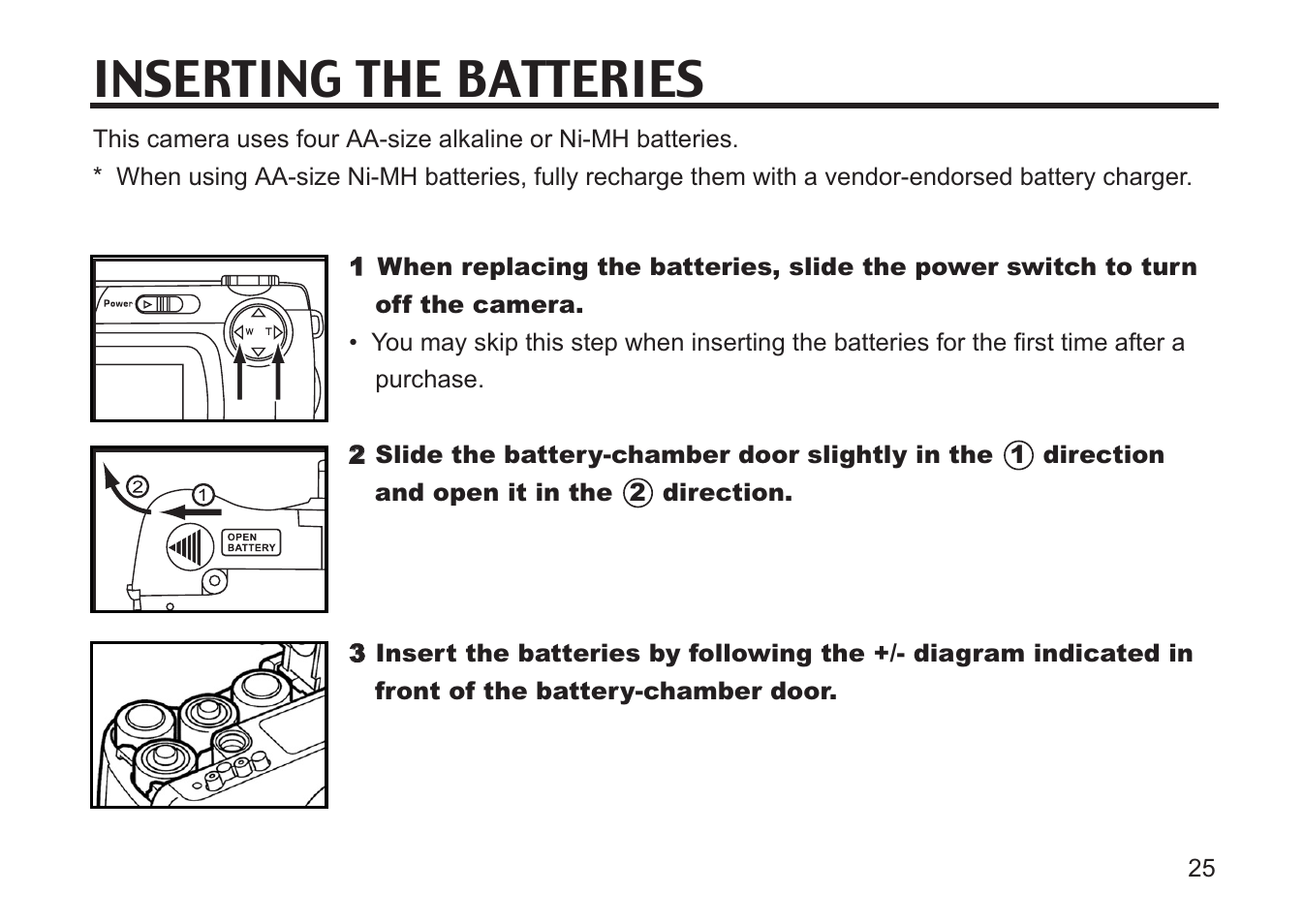 Inserting the batteries | Concord Camera 5330z User Manual | Page 25 / 165
