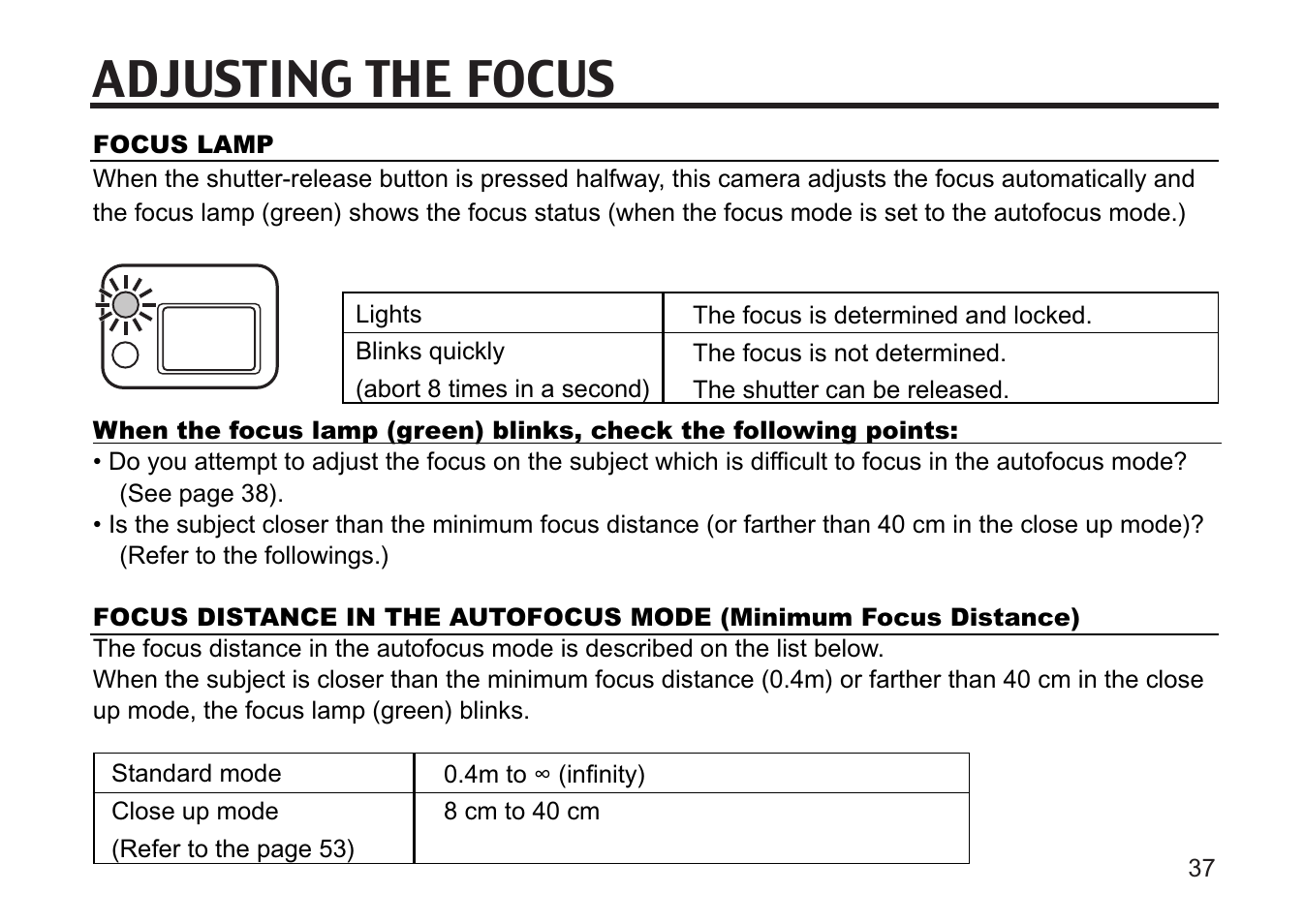 Adjusting the focus | Concord Camera 5330z User Manual | Page 37 / 165