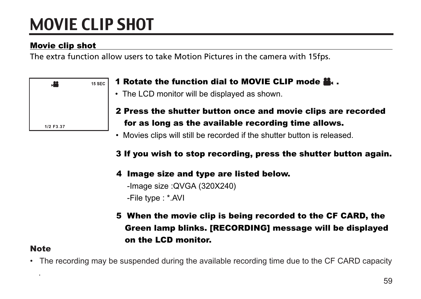 Movie clip shot | Concord Camera 5330z User Manual | Page 59 / 165