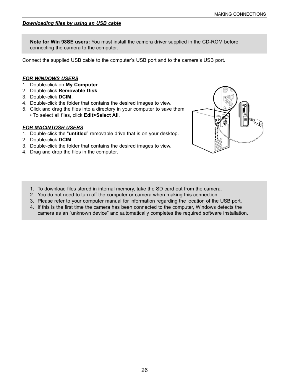 Downloading by using with the usb cable | Concord Camera 5040 User Manual | Page 27 / 42