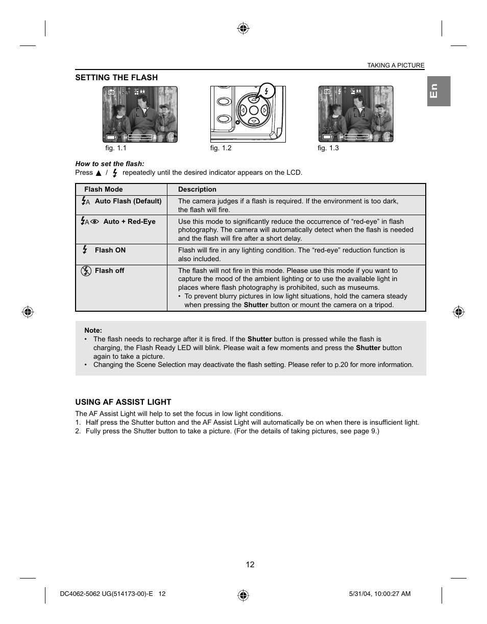 Setting the flash, Using af assist light | Concord Camera Eye-Q 4062AF User Manual | Page 14 / 75