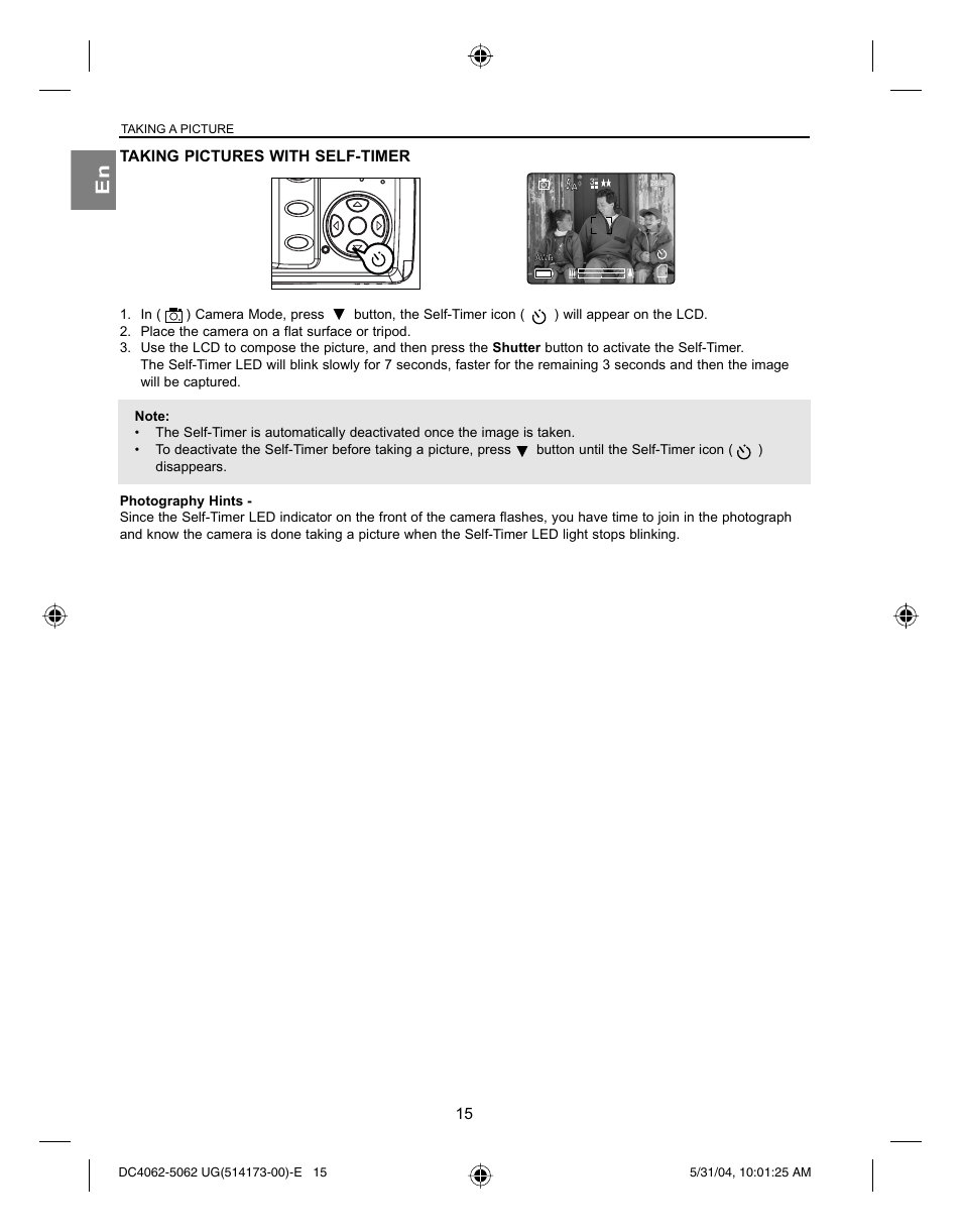 Taking pictures with self-timer, Taking a picture | Concord Camera Eye-Q 4062AF User Manual | Page 17 / 75