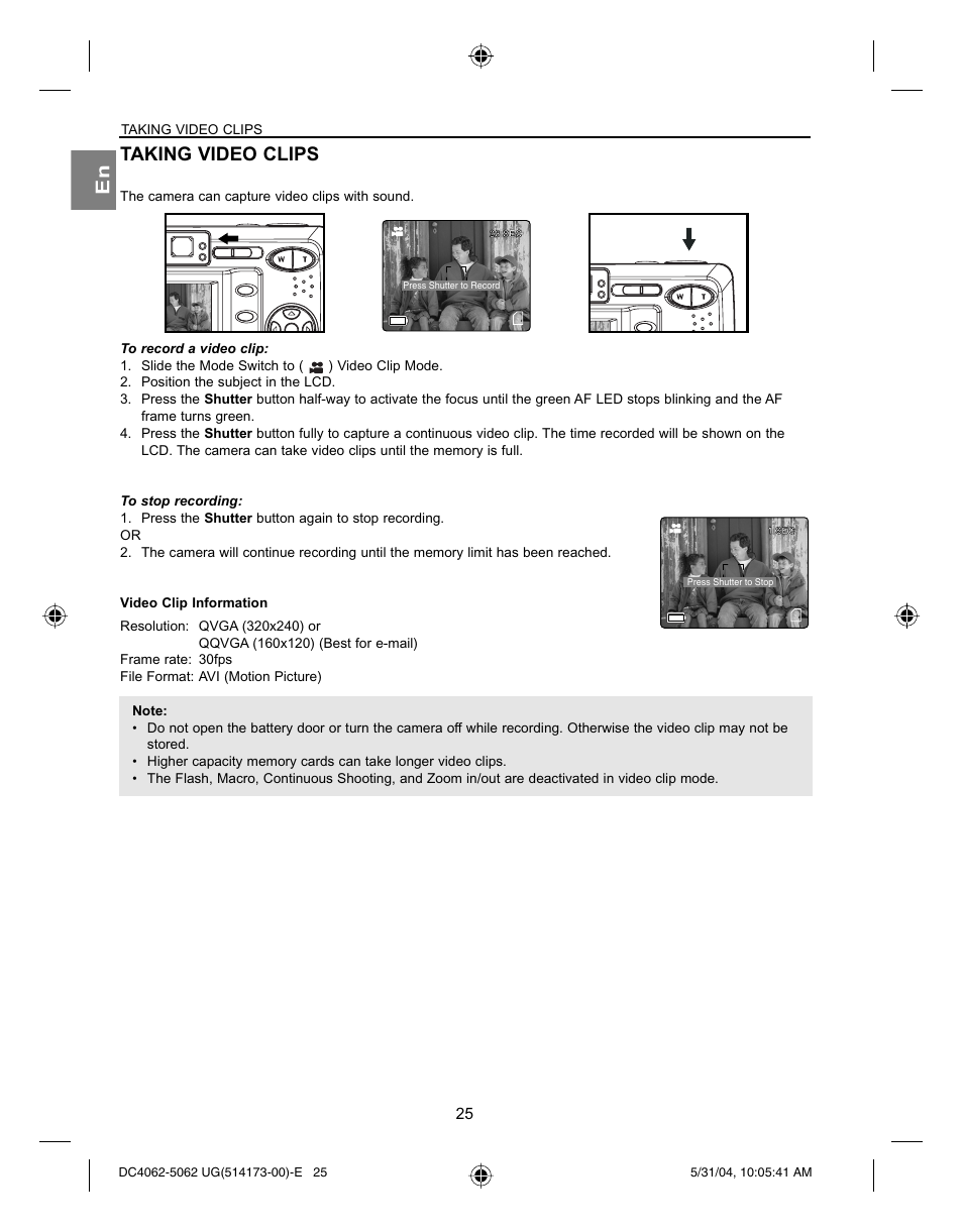 En taking video clips | Concord Camera Eye-Q 4062AF User Manual | Page 27 / 75