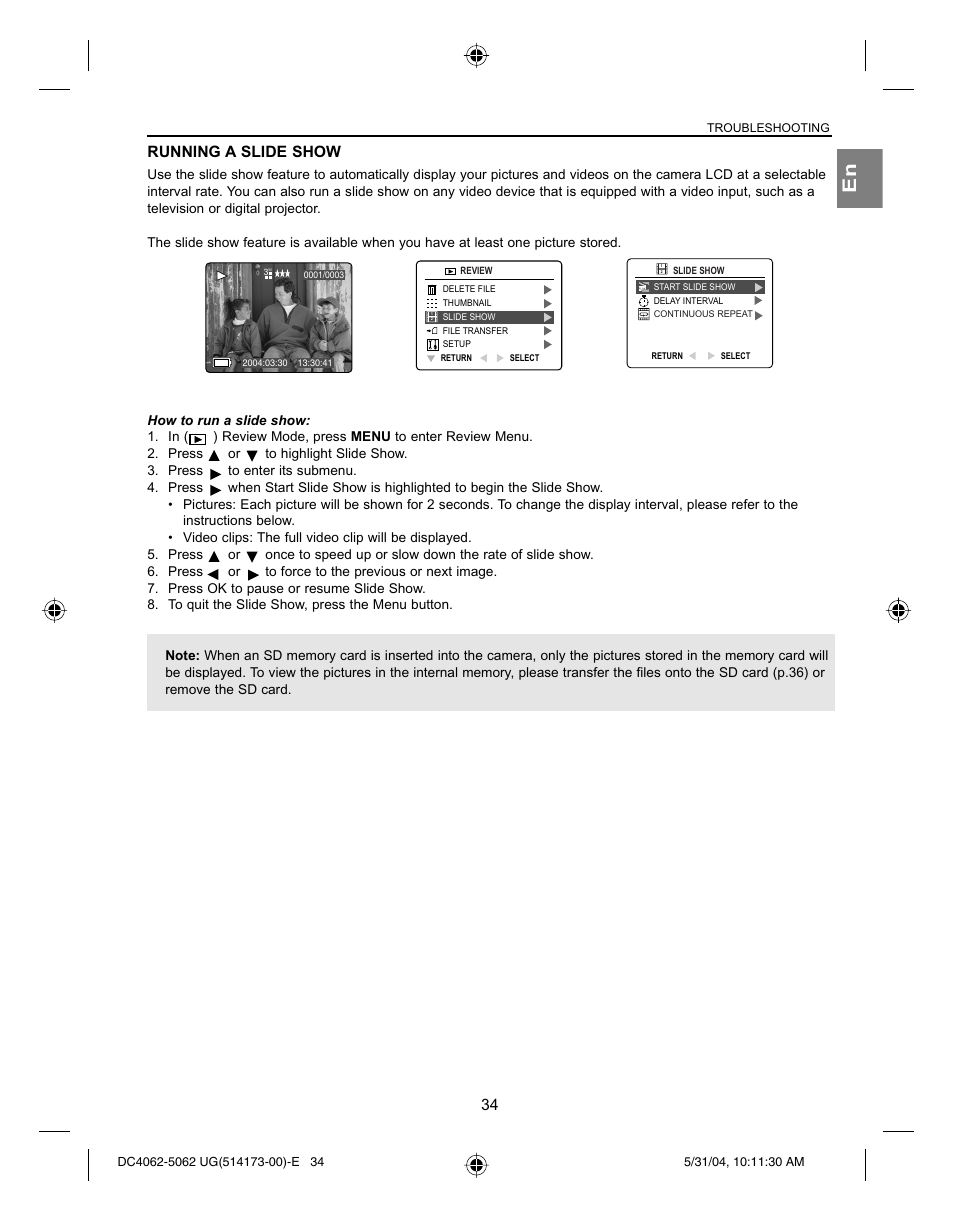 Running a slide show | Concord Camera Eye-Q 4062AF User Manual | Page 36 / 75