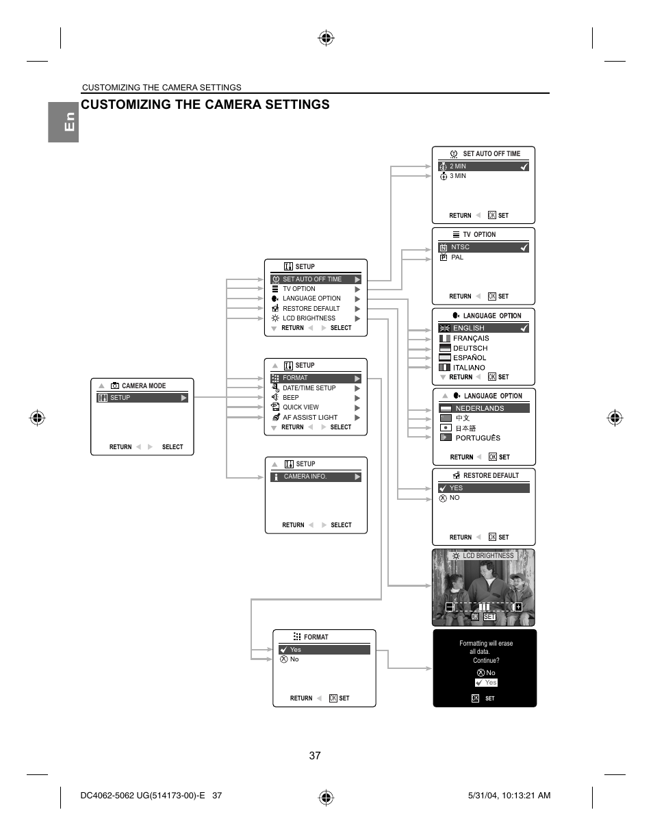 En customizing the camera settings | Concord Camera Eye-Q 4062AF User Manual | Page 39 / 75