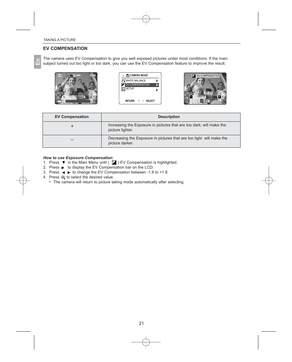 Ev compensation | Concord Camera 3341z User Manual | Page 22 / 61