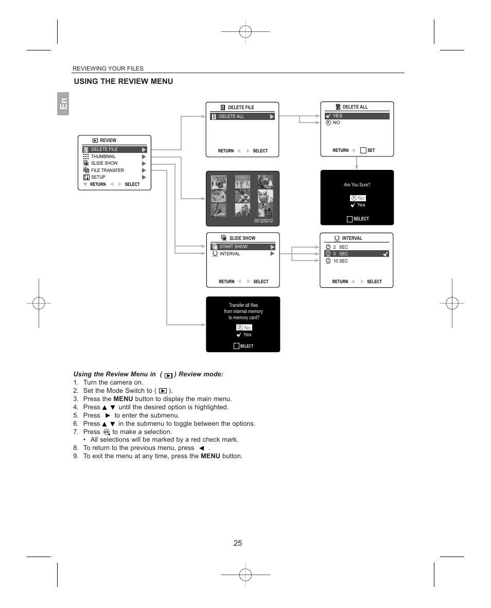 Using the review menu | Concord Camera 3341z User Manual | Page 26 / 61