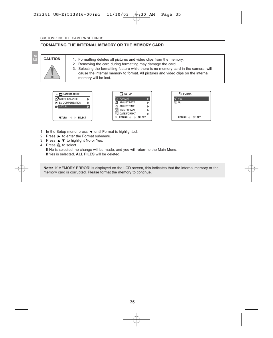 Formatting the internal memory or the memory card | Concord Camera 3341z User Manual | Page 36 / 61