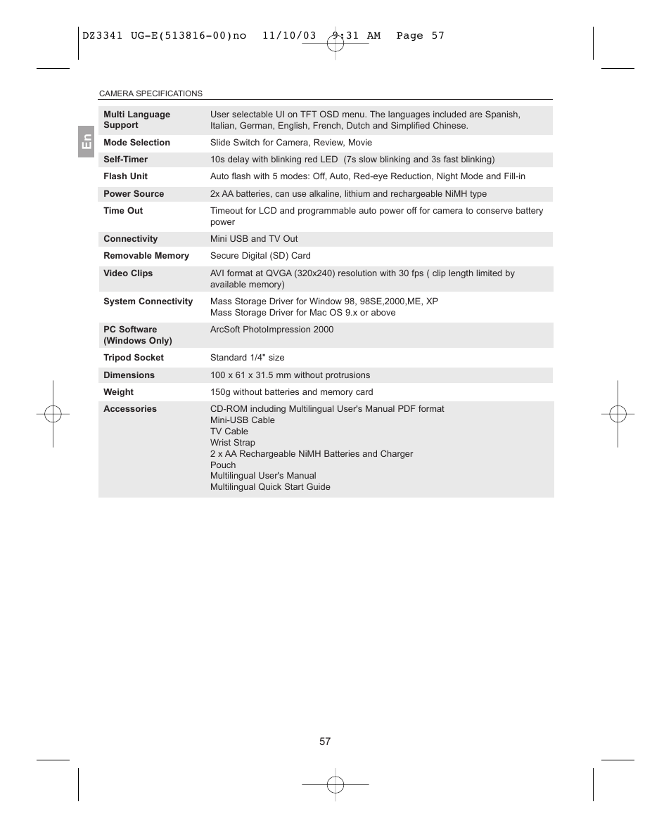Concord Camera 3341z User Manual | Page 58 / 61