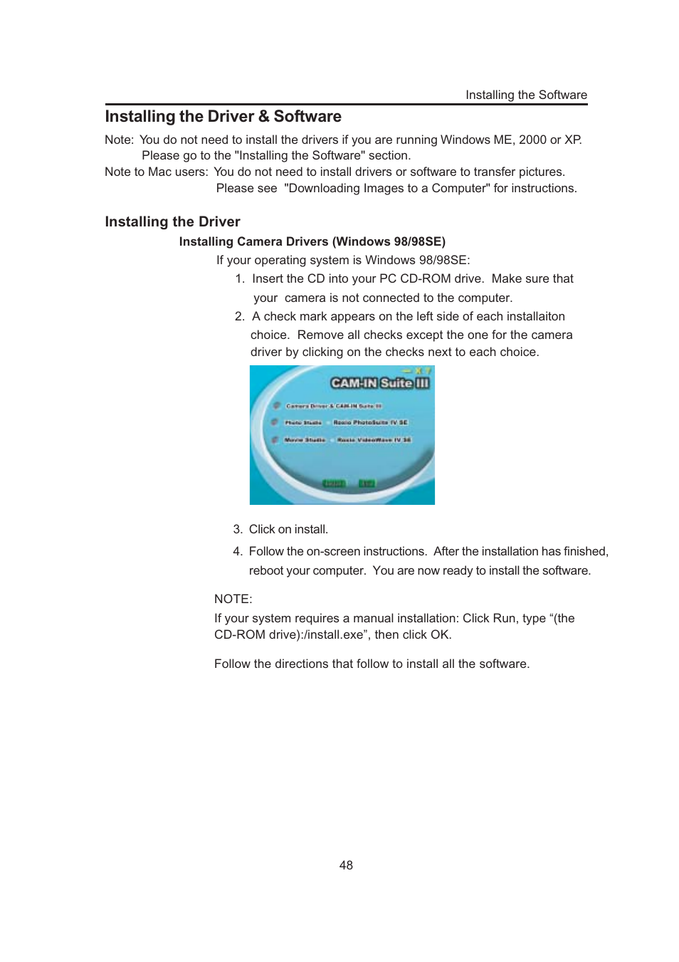 Installing the driver & software | Concord Camera 3132z User Manual | Page 53 / 68
