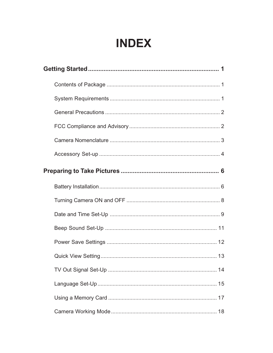 Index | Concord Camera 3103 User Manual | Page 2 / 64