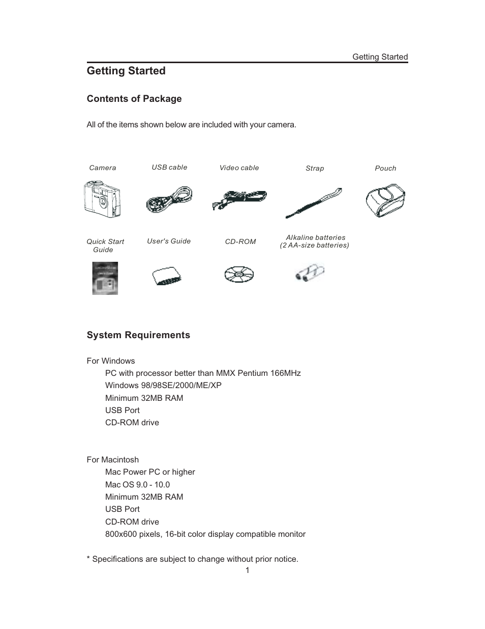 Getting started | Concord Camera 3103 User Manual | Page 5 / 64
