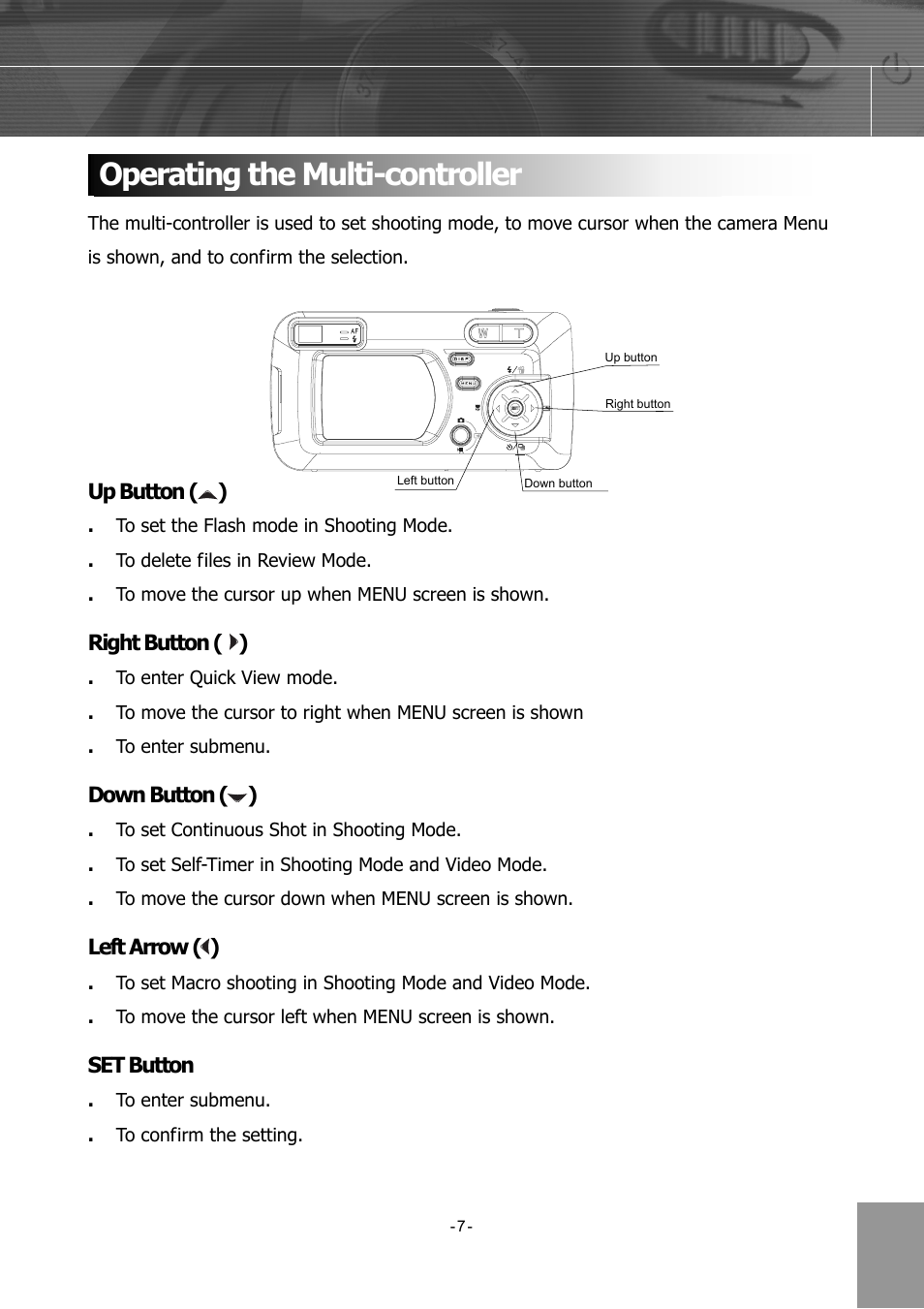Operating the multi-controller | Concord Camera 4340z User Manual | Page 10 / 57